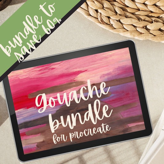 Realistic Gouache Bundle for Procreate. Lifelike Wet and Dry Gouache Brushes, Paper Texture, Canvas Brushes, Color Palettes, Texture Brushes