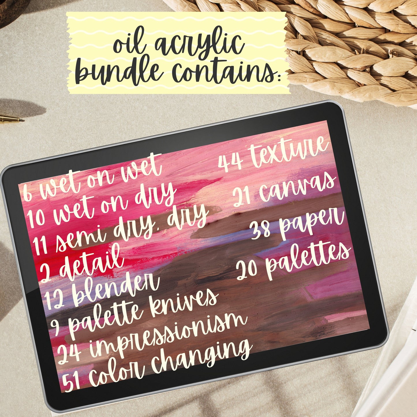 Oil Acrylic Bundle for Procreate. Realistic Oil Brush, Procreate Acrylic, Paper Canvas Texture, Palette Knife Impasto, Impressionist Style