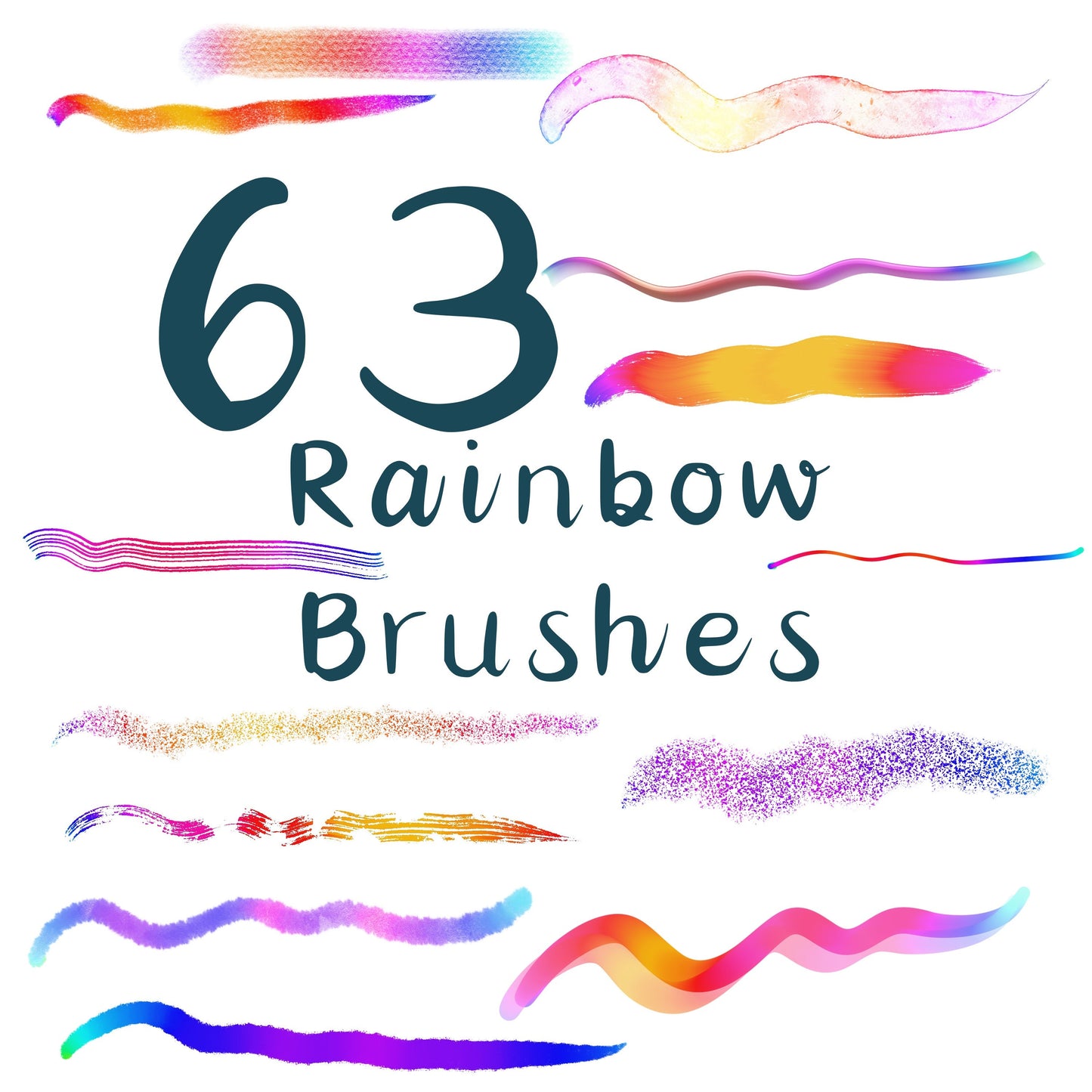 63 Rainbow Brushes for Procreate
